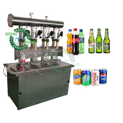 Semi Auto 500ml 1L 1.5L 2L PET Plastic Bottle 2 4 Head Nozzle Carbonated Drink Filling Equipment Plant