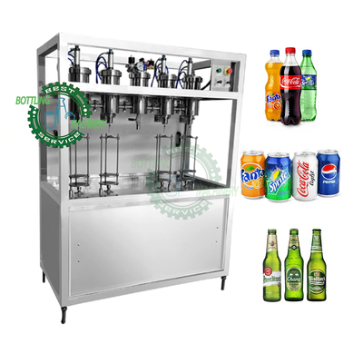 Semi Automatic 200ml 450ml  Aluminum Can 2 4 Head Nozzle CO2 Isobar Carbonated Drink Bottling Machine Machinery