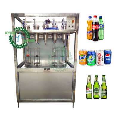 Semi Automatic 750ml Bottle Aluminum Cap SS304 Small 2 4 Head Nozzle Carbonated Drink Bottling Line Equipment Plant