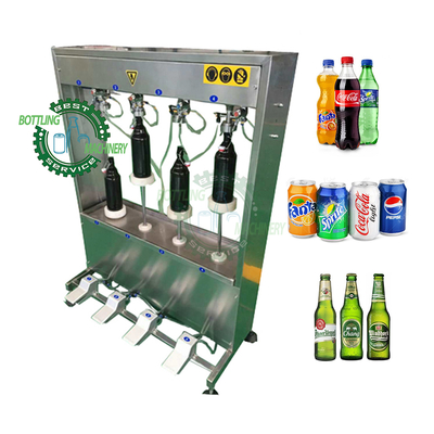 Semi Automatic 500ml 750ml Aluminum Bottle Cap 2 4 Head Nozzle Carbonated Drink Producing Production Machine Line